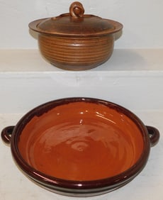 Two Pottery Casseroles