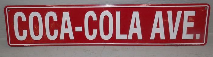 Painted Aluminum Coca Cola Ave. Sign