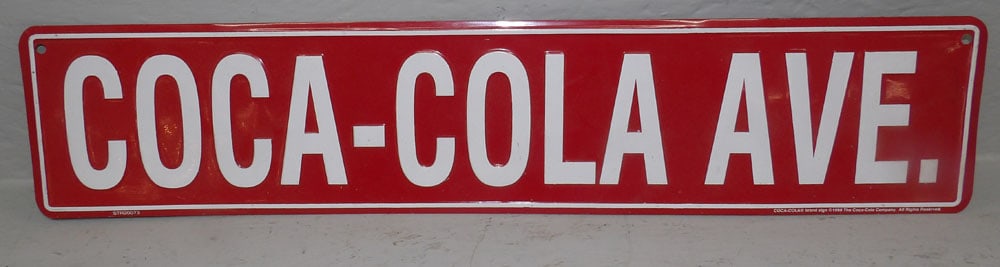 Painted Aluminum Coca Cola Ave. Sign (1 of 2)
