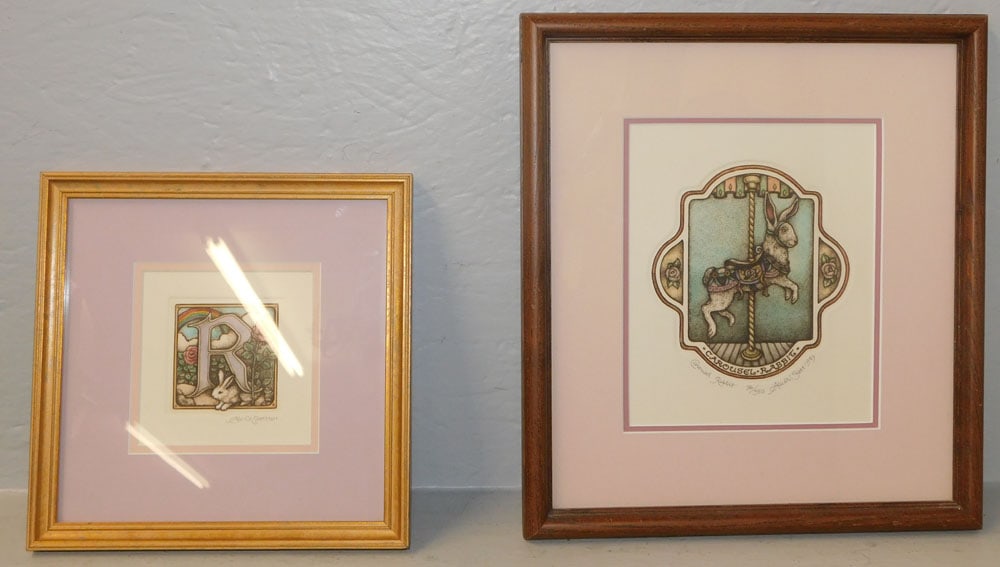 Two Framed Colored Etchings Artist Signed (1 of 6)