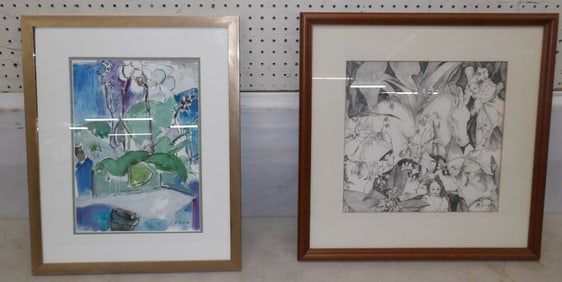 Framed Watercolor & Framed Drawing