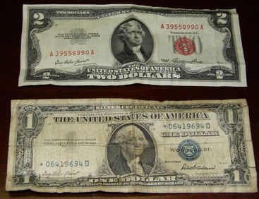 1953 Two Dollar Bill & 1957 One Dollar Silver Certificate