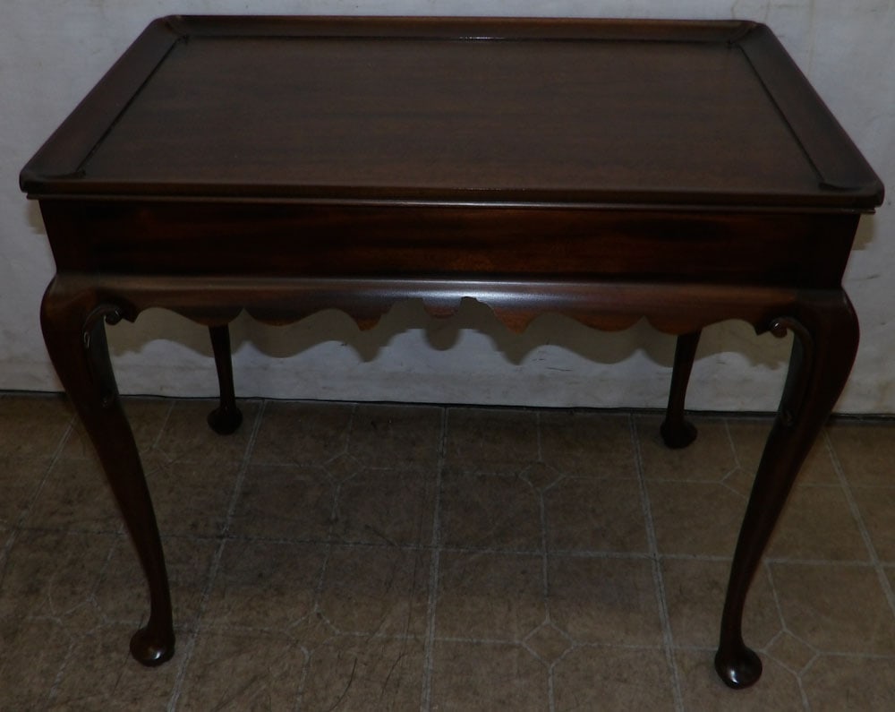 mahogany Queen Anne Style tea table with pull out slides by Henkel Harris (1 of 4)