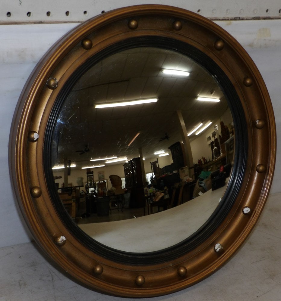antique gilded wood frame convex mirror (1 of 4)