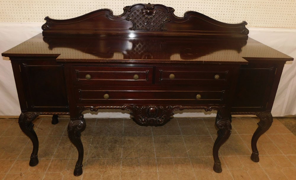 carved mahogany Irish Georgian style sideboard with hoof feet (1 of 10)