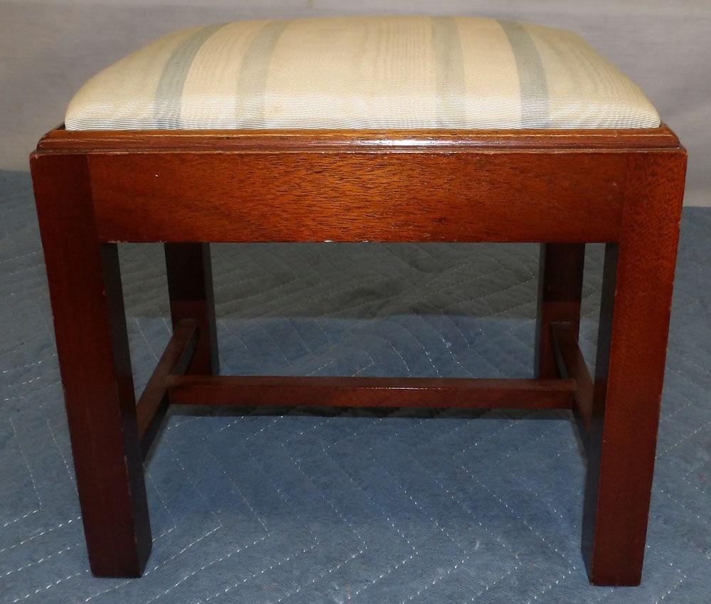 Diminutive mahogany stretcher base foot stool (1 of 4)