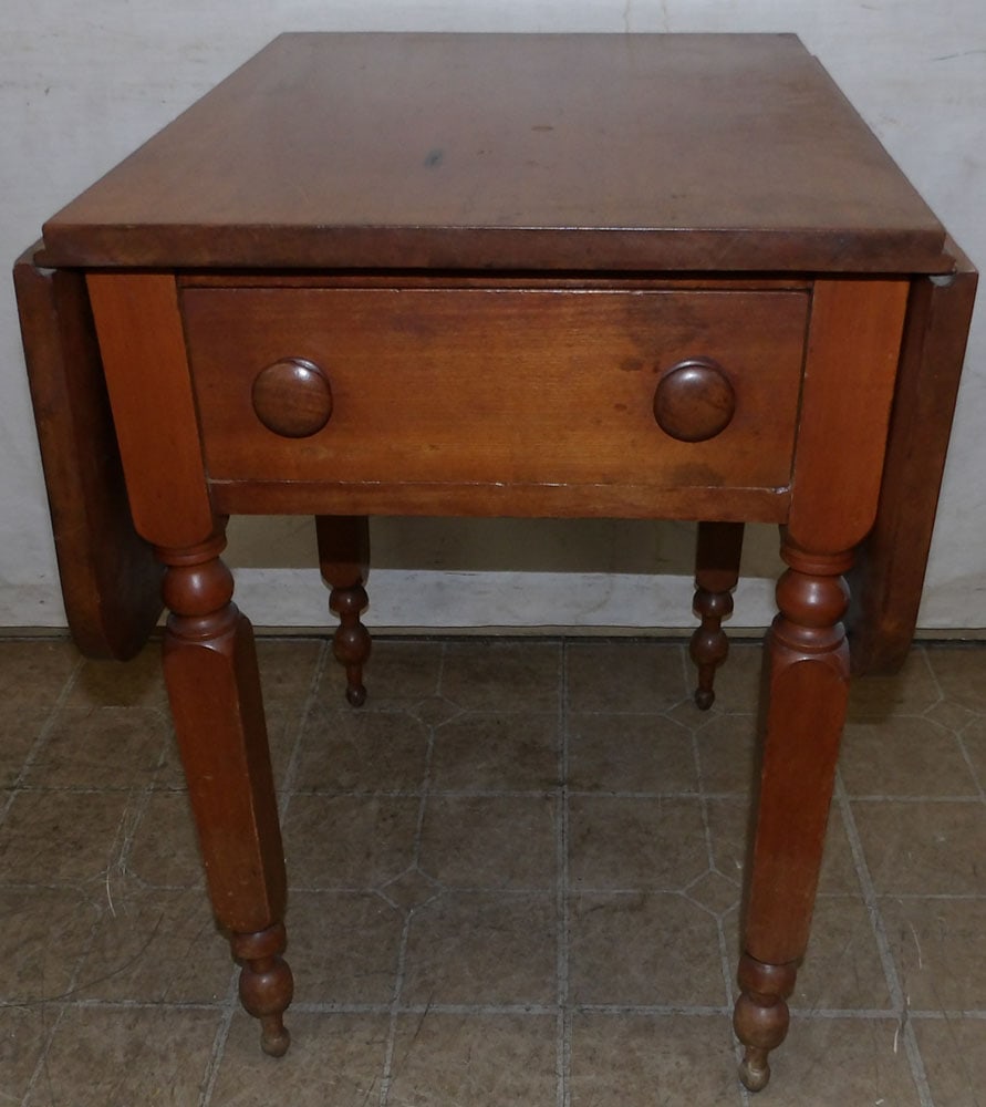 19th century cherry one drawer drop leaf stand (1 of 4)