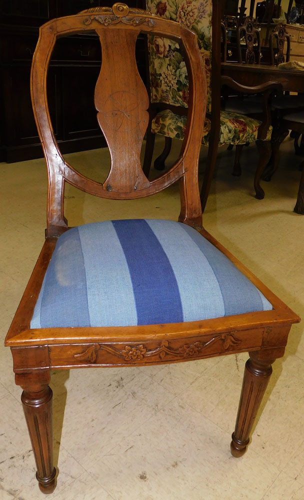 19th century walnut French side chair (1 of 5)