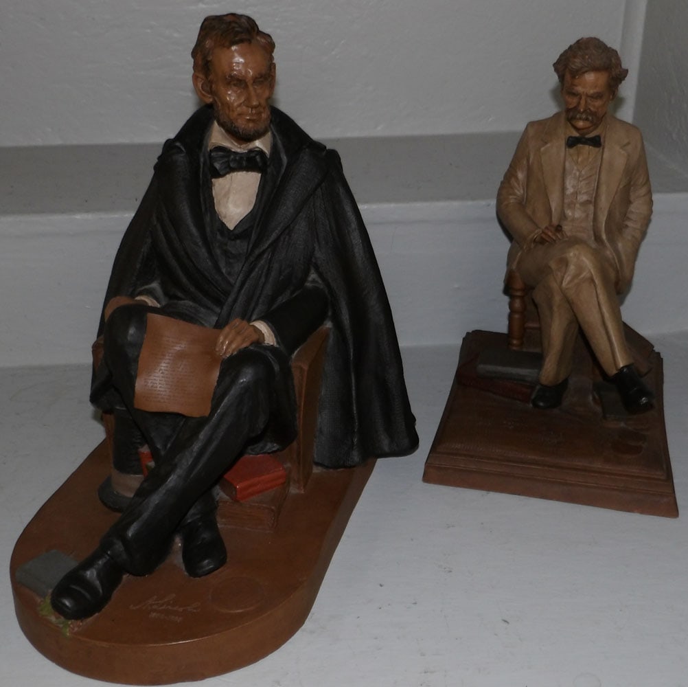 Large Resin Sculpture of Abraham Lincoln and Mark Twain by Tom Clark (1 of 6)