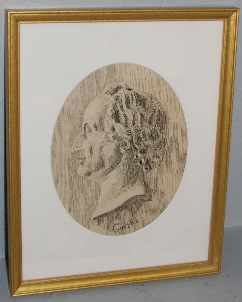 Framed Ink Portrait of Johann Wolfgang Von Goethe (1 of 2)