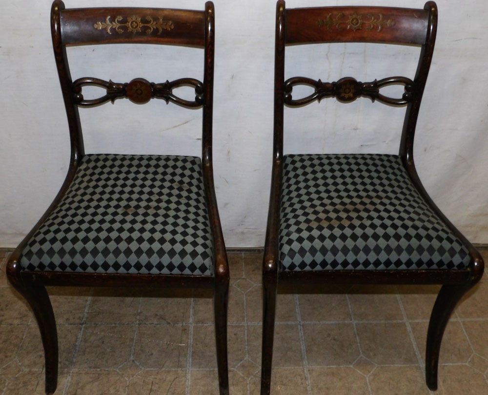 pair of rosewood and brass inlay Regency side chairs (1 of 6)