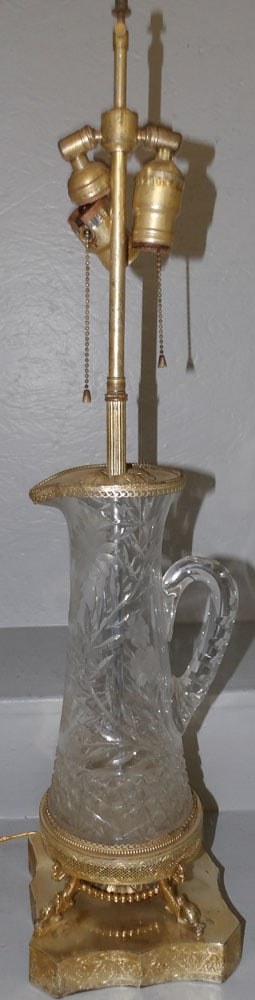 Victorian cut glass pitcher made into lamp (1 of 6)