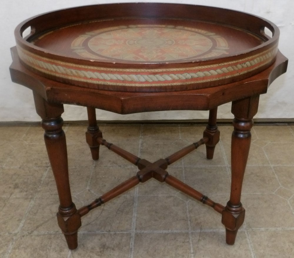 painted wood tray top tea table (1 of 6)