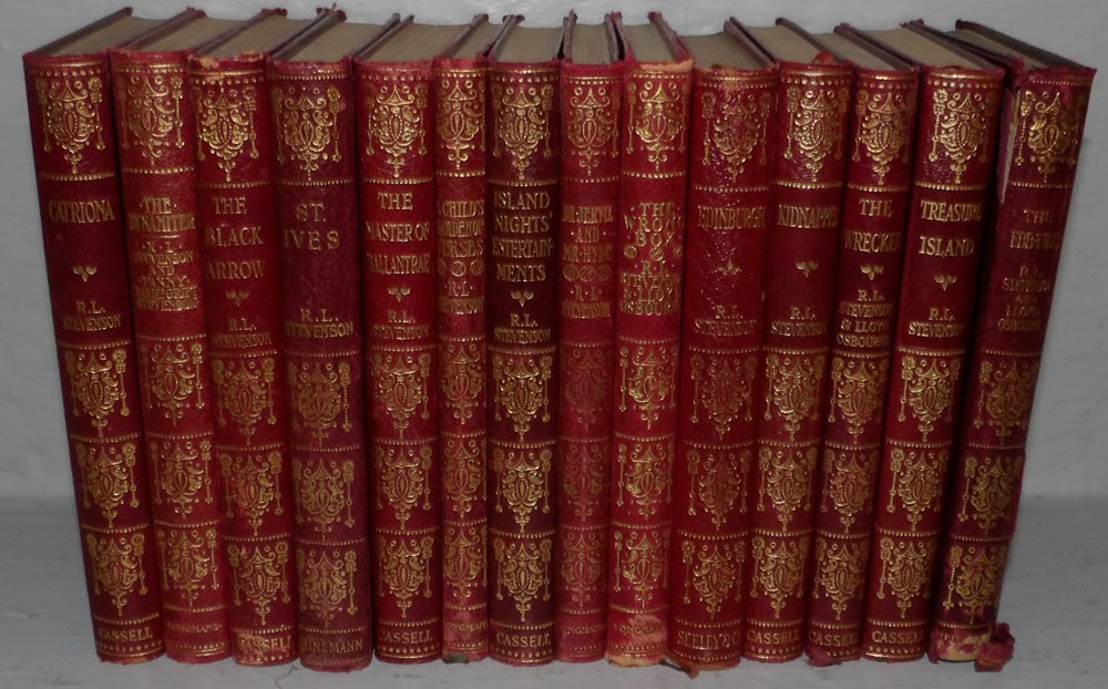 14 volumes of leather books by Robert Louis Stevenson (1 of 6)