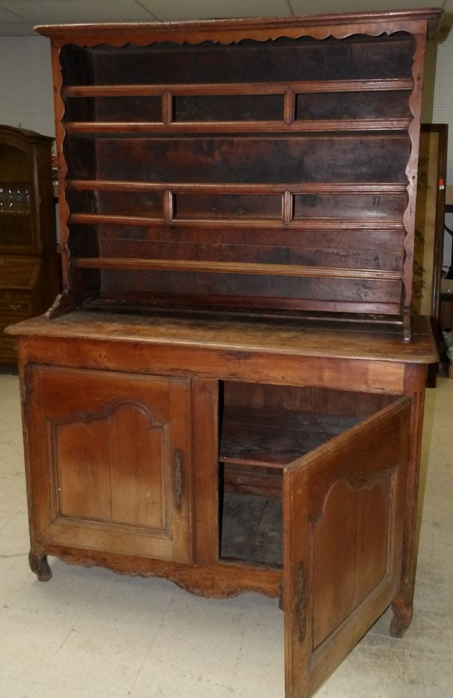 18th century two part cherry Provincial pewter cabinet (1 of 7)