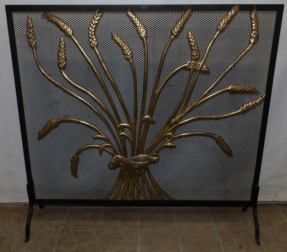 painted metal and brass fire screen (1 of 4)
