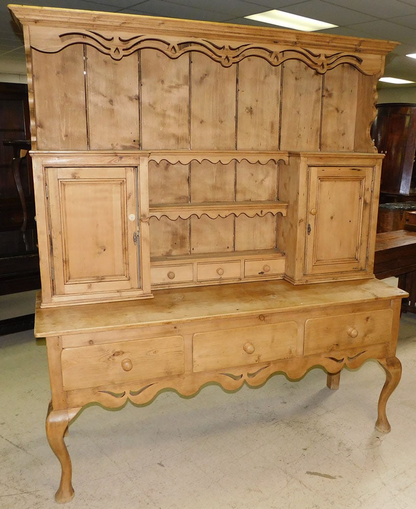 two piece scrub pine pewter cupboard (1 of 8)