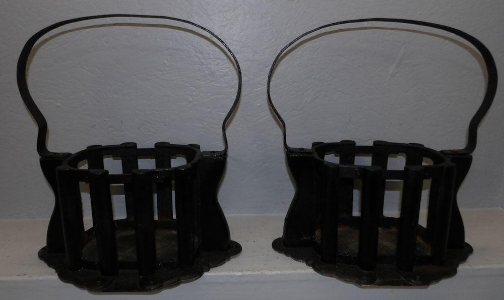 pair of cast iron and wood basket form planters (1 of 5)
