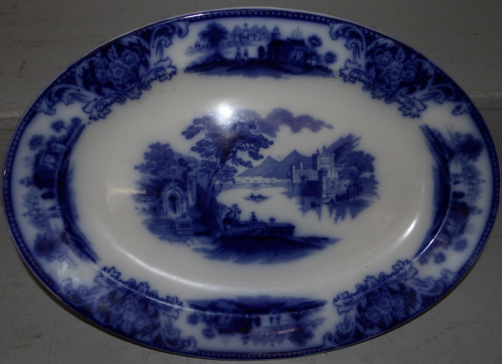 antique Flow Blue porcelain platter (1 of 4)