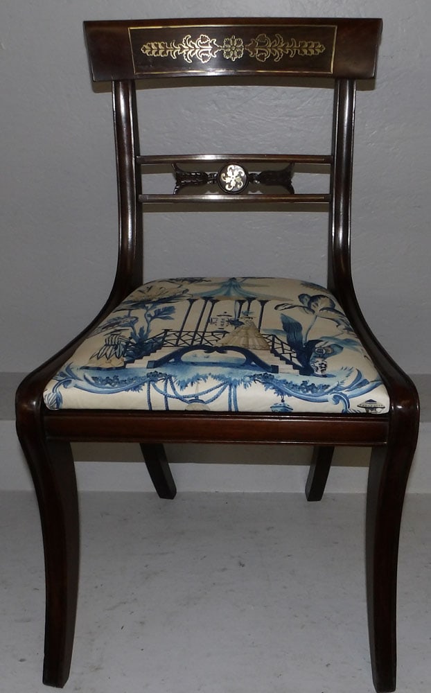 19th century mahogany brass inlay Regency side chair (1 of 5)