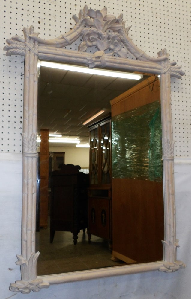 painted carved wood frame mirror (1 of 6)