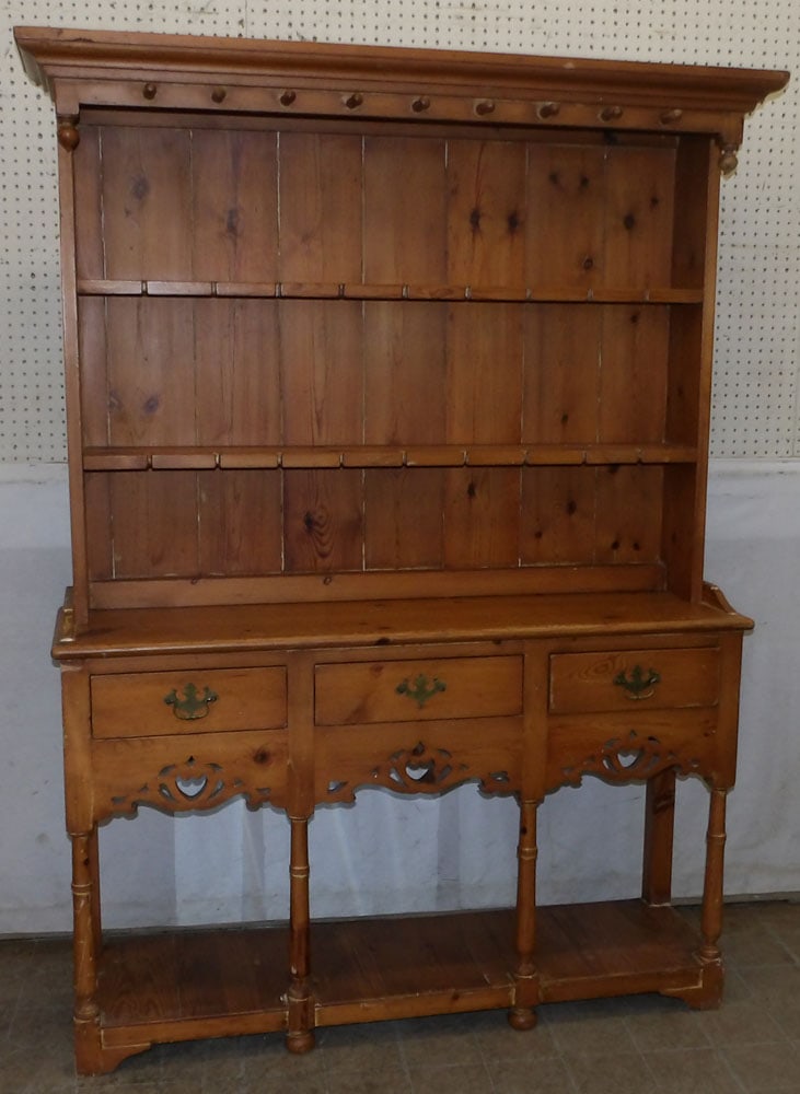 pine 2 piece pewter cabinet (1 of 6)