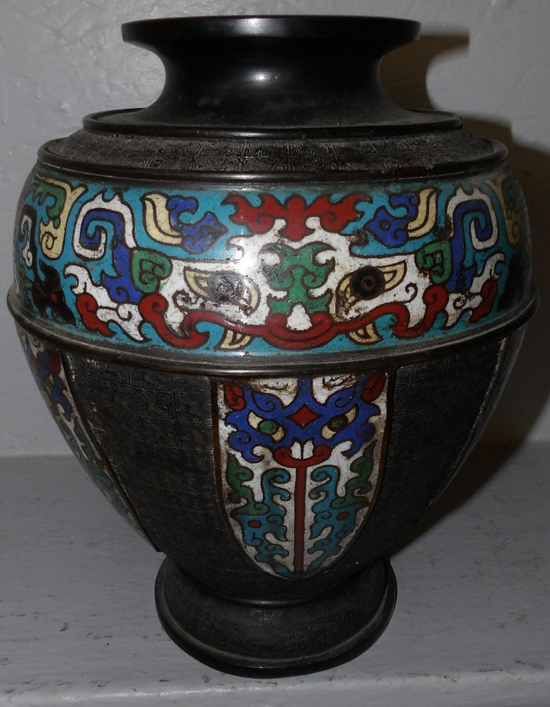 antique champleve vase (1 of 3)