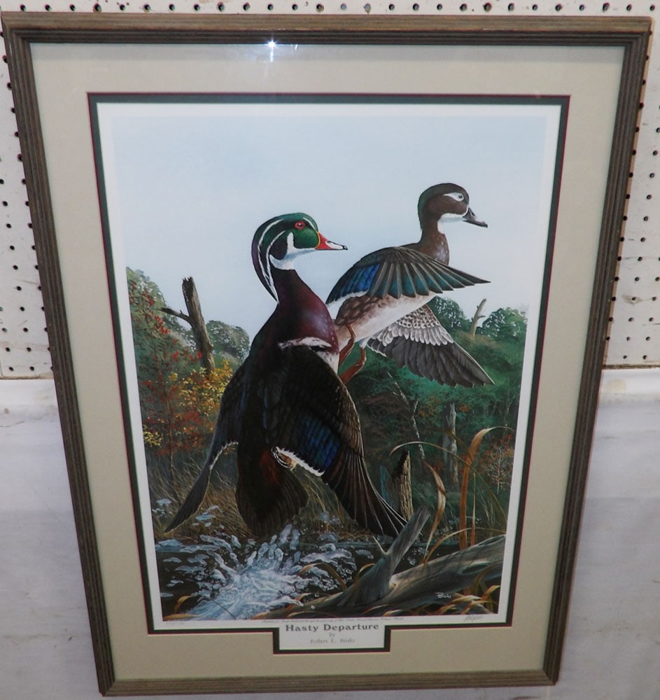 framed and matted duck print Tilo Hasty Departure by Robert E. Binks (1 of 6)