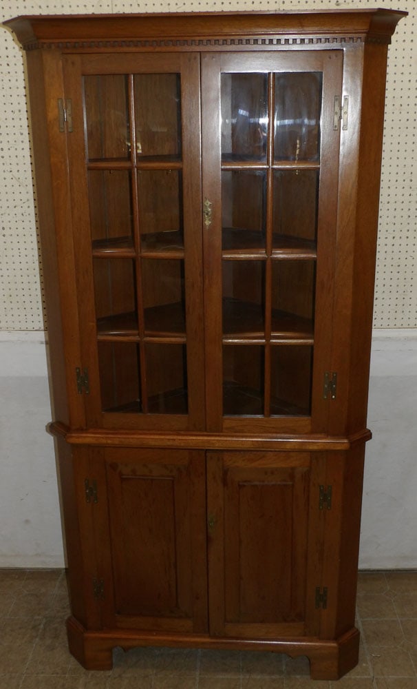 mahogany one piece glass door corner cabinet (1 of 6)