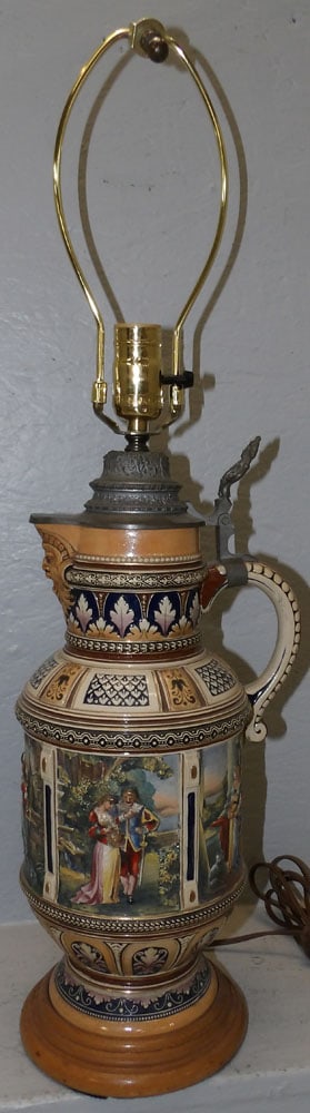 painted porcelain German beer stein made into lamp (1 of 4)