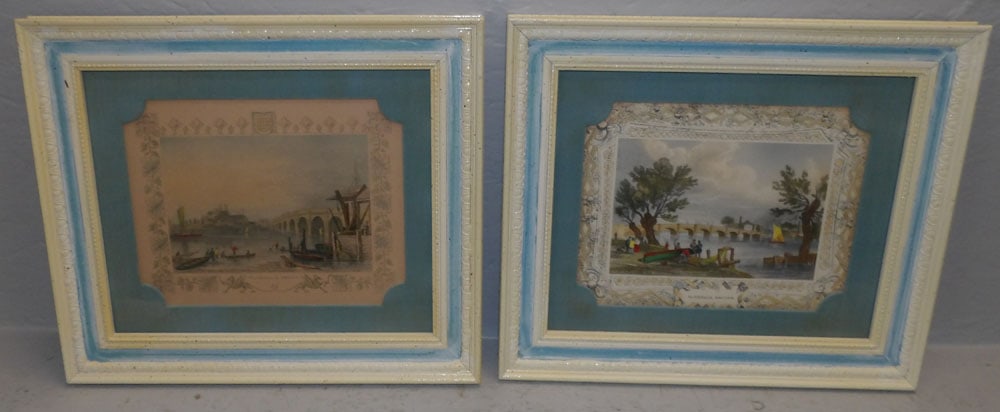 pair of English hand colored engravings of the Westminister and Vauxhall bridge (1 of 6)