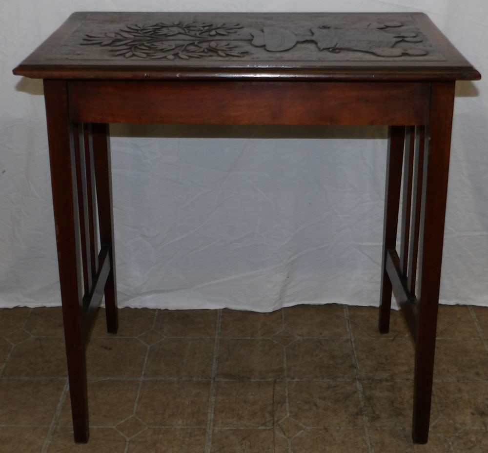 antique carved walnut work stand (1 of 4)