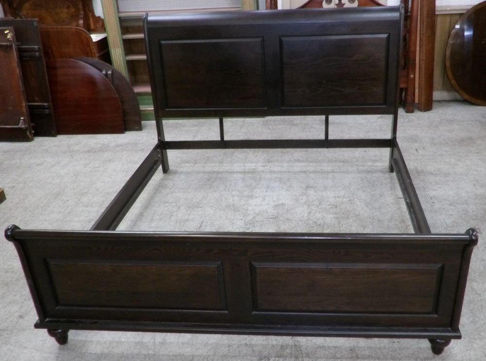 cherry and oak king size sleigh bed  with rails by Kincaid (1 of 4)