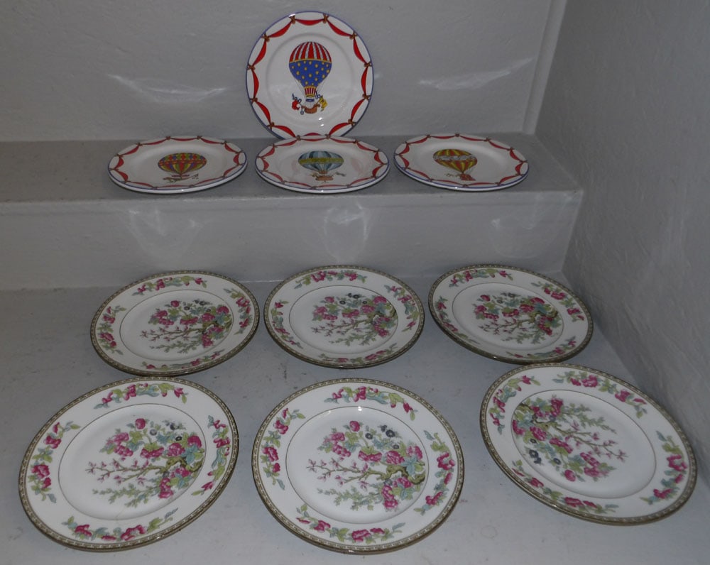 lot of ten painted porcelain plates, four" Tiffany and Co." and six "Czechoslovakia" (1 of 4)