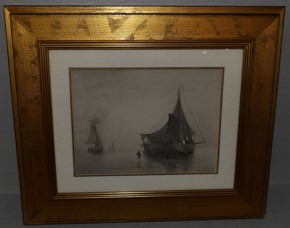 gilded framed and matted ships print (1 of 4)