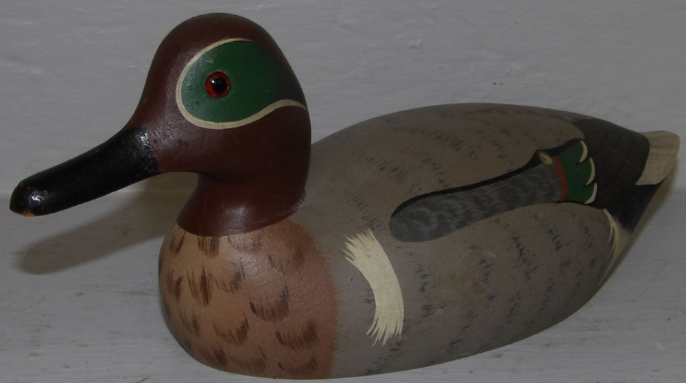 painted carved wood duck decoy  by "Hornick bros" Oak Hall Virginia (1 of 4)