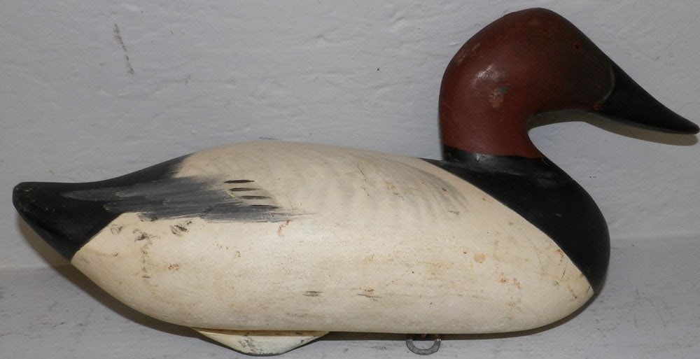 painted carved wood duck decoy with lead weight (1 of 3)