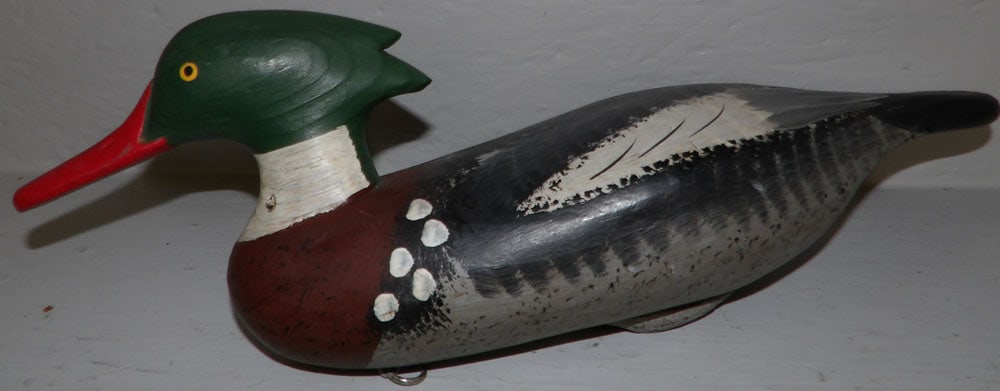 painted carved wood duck decoy with lead weight  signed "Bryant" (1 of 4)