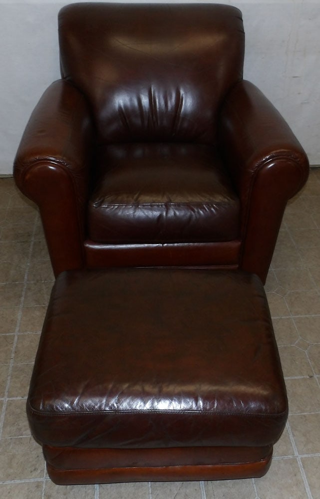 leather upholstered chair and ottoman by Leather Trend (1 of 6)