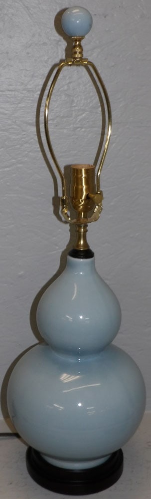 Chinese Light Blue Celadon Double Gourd Vase Made Into Lamp (1 of 3)