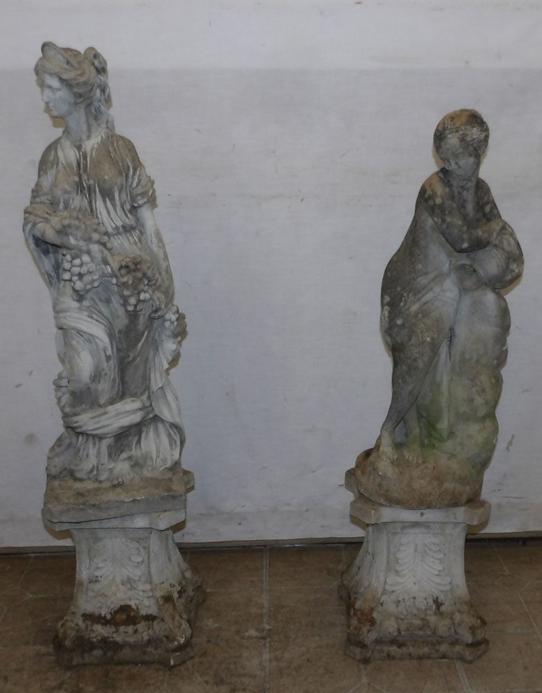 Two Cast Concrete Yard Statues of Ladies (1 of 4)