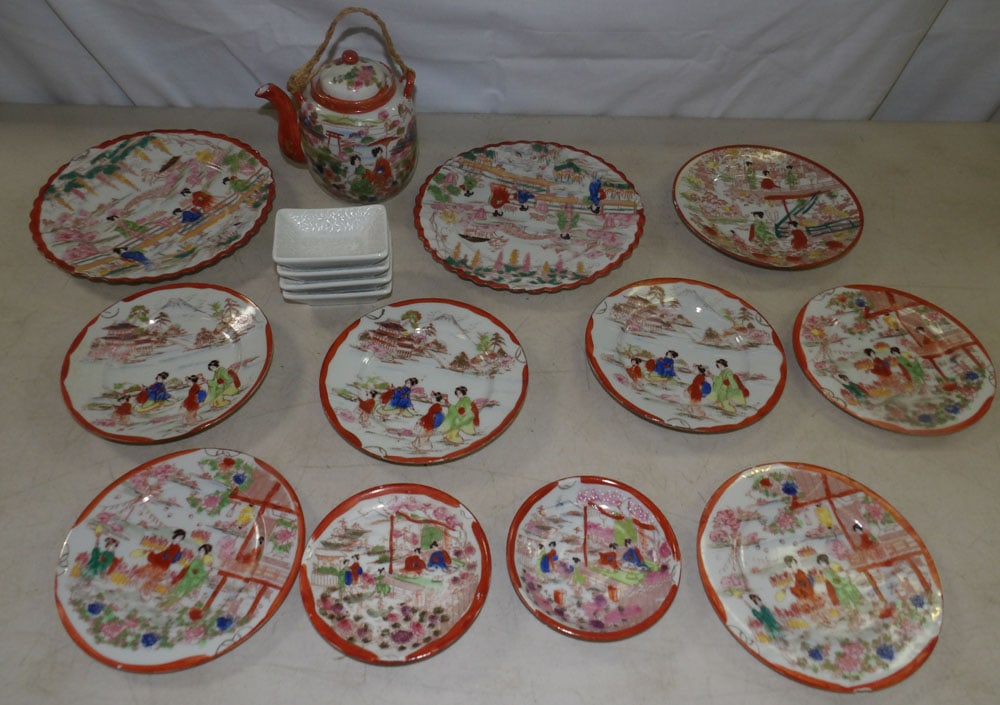 lot of oriental hand painted porcelain items (1 of 6)