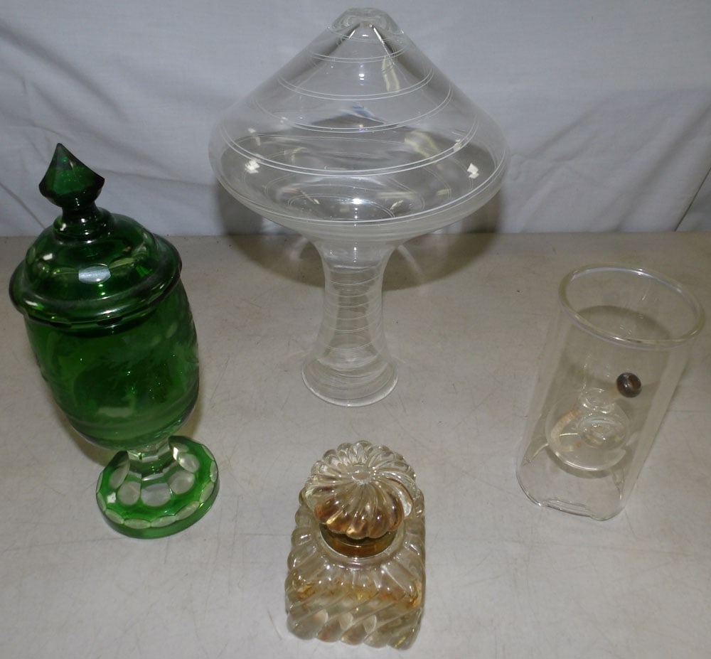 lot of glass items including antique ink well bottle (1 of 5)