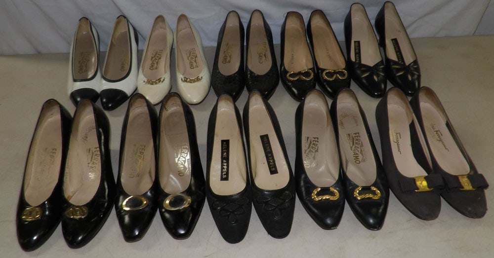 lot of vintage ladies shoes: lot of vintage ladies shoes. ALL DESCRIPTIONS AND ANY CONDITION STATEMENT GIVEN BY LANGSTON AUCTION GALLERY ARE STRICTLY OPINIONS AND LANGSTON'S SHALL HAVE NO RESPONSIBILITY FOR ERRORS OR OMISSIONS. T
