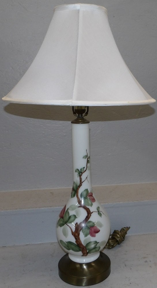 Hand Painted Milk Glass Vase Made Into Lamp (1 of 4)