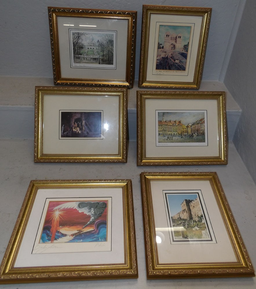 Lot of Six Framed Prints, (One Artist Signed) (1 of 6)