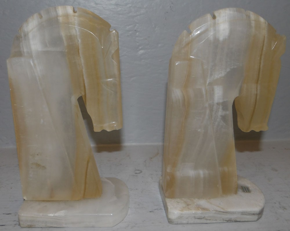 Pair of Marble Horse Head Bookends (1 of 3)