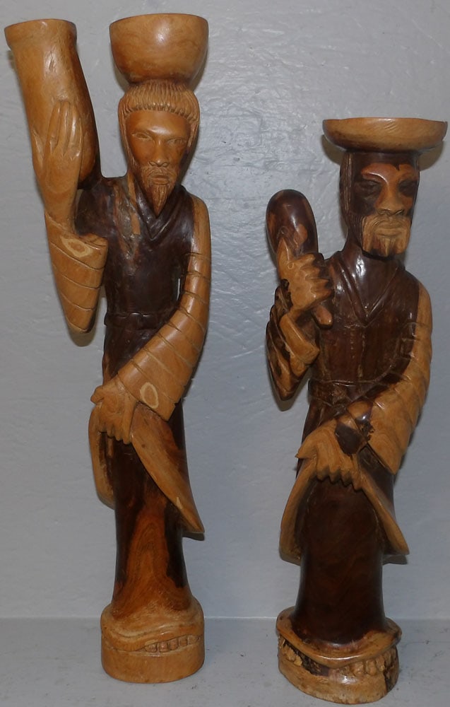 Two Hand Carved Wood African Figures (1 of 1)