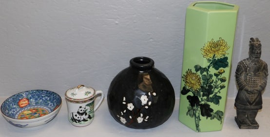 Lot of Oriental Porcelain Vases, Bowls, & Terracotta Warrior Statue