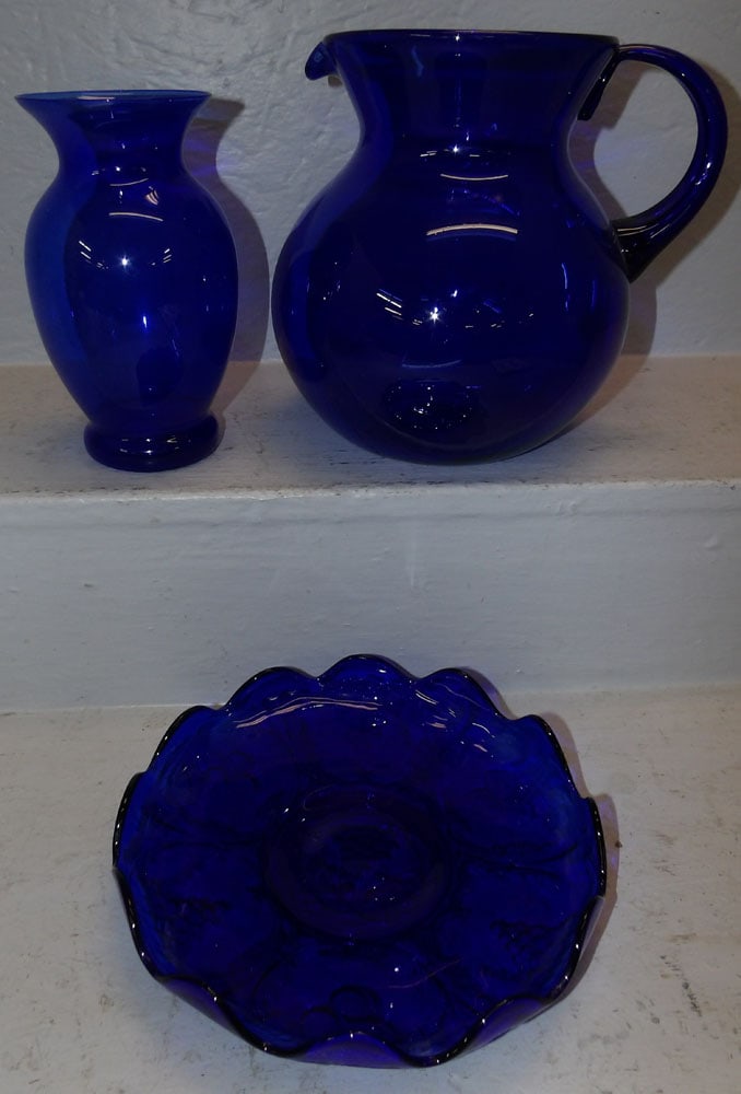 Three Cobalt Blue Glass Items (1 of 3)